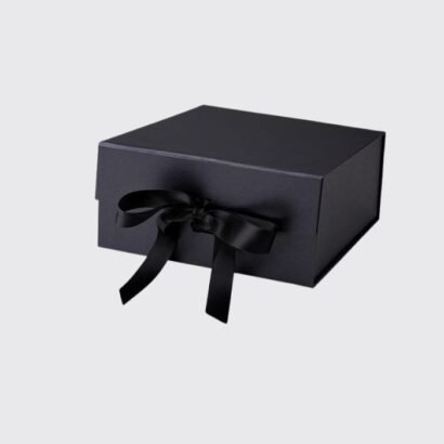 Black Small Gift Boxes with Fixed Ribbon