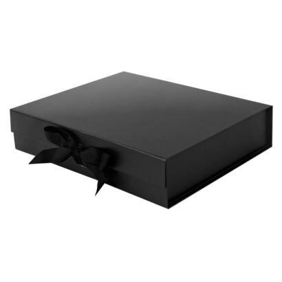 Black A4 Shallow Magnetic Gift Boxes With Ribbon