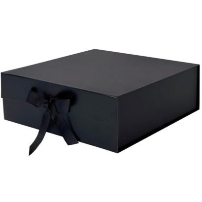 Black Large Square Magnetic Gift Boxes With Ribbon
