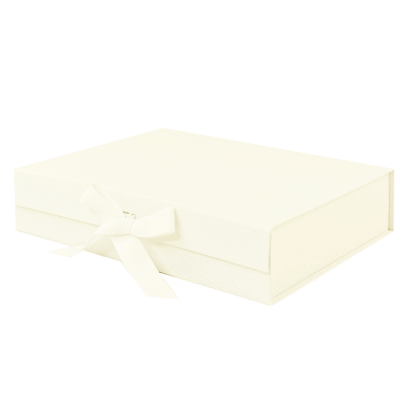 Ivory A4 Shallow Magnetic Gift Boxes with Ribbon