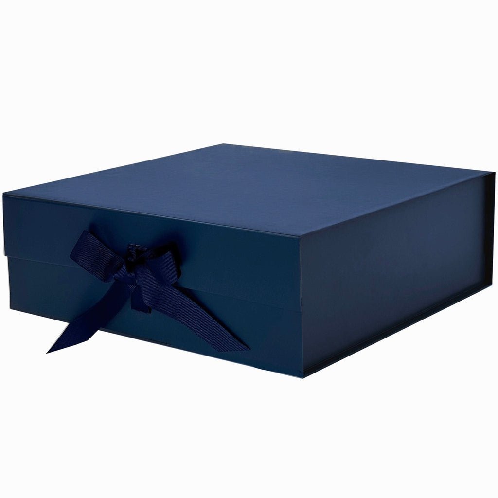Navy Blue Large Square Magnetic Gift Boxes With Ribbon