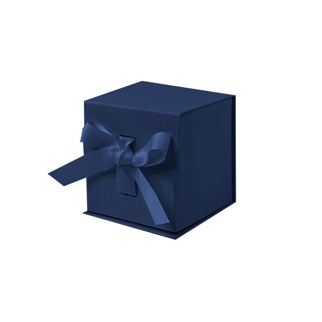 Navy Blue Small Cube Magnetic Gift Boxes with Ribbon