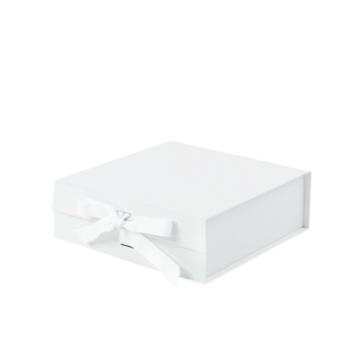 White A6 Square Magnetic Gift Boxes with Ribbon