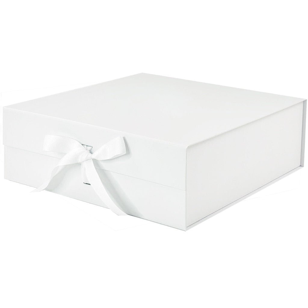 White Large Square Magnetic Gift Boxes With Ribbon